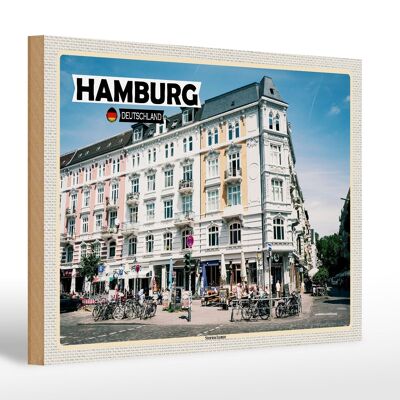 Cartel de madera ciudades Hamburgo Sternschanze casco antiguo 30x20cm