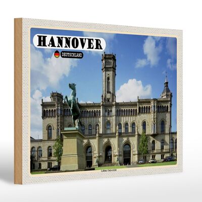 Letrero de madera ciudades Hannover Universidad Leibniz 30x20cm