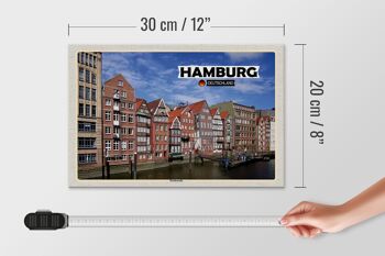 Panneau en bois villes Hambourg Deichstrasse rivière 30x20cm cadeau 4