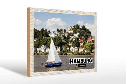 Holzschild Städte Hamburg Treppenviertel Boot 30x20cm