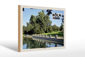 Panneau en bois villes Cologne Aachener Weiher Park 30x20cm cadeau 1