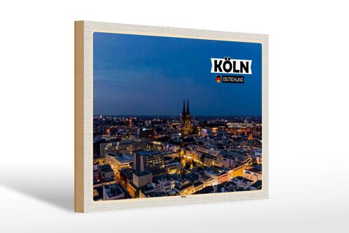 Holzschild Städte Köln Deutz Blick auf Stadt 30x20cm
