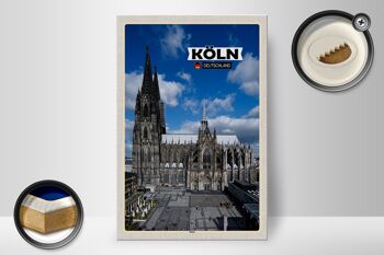 Panneau en bois villes Cathédrale de Cologne vue sur la place de la cathédrale 20x30cm 2