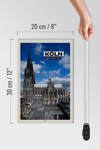 Panneau en bois villes Cathédrale de Cologne vue sur la place de la cathédrale 20x30cm 4