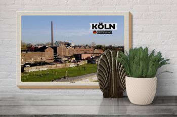 Panneau en bois villes Cologne Mülheim industrie rivière 30x20cm 3