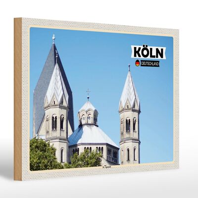 Holzschild Städte Köln St. Apostel Architektur 30x20cm