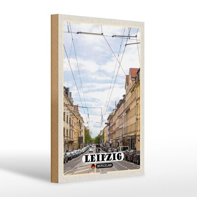 Cartello in legno città Binari ferroviari Lipsia Connewitz 20x30 cm