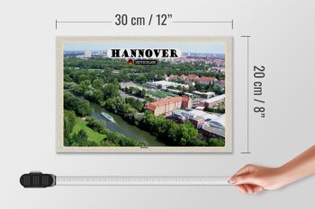 Panneau en bois villes de Hanovre vue d'Ihmeufer 30x20cm 4