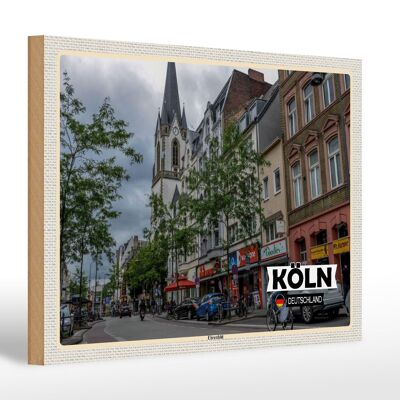 Panneau en bois villes Cologne Erhrenfeld rue de la ville 30x20cm