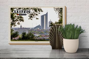 Panneau en bois villes Leipzig vue Fockeberg 30x20cm 3