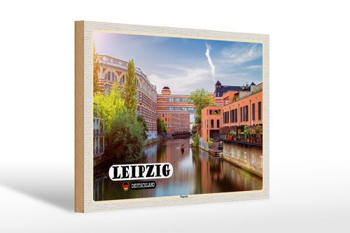 Holzschild Städte Leipzig Plagwitz Fluss 30x20cm Geschenk