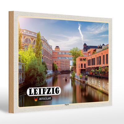 Holzschild Städte Leipzig Plagwitz Fluss 30x20cm Geschenk