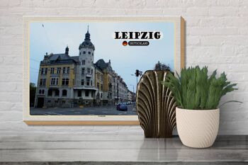 Panneau en bois villes Leipzig rue Leutzsch 30x20cm 3