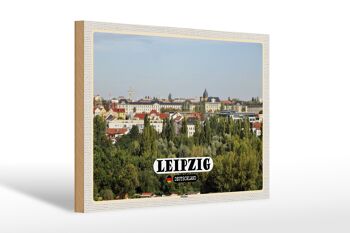 Panneau en bois villes Leipzig vue quartier des musiciens 30x20cm 1