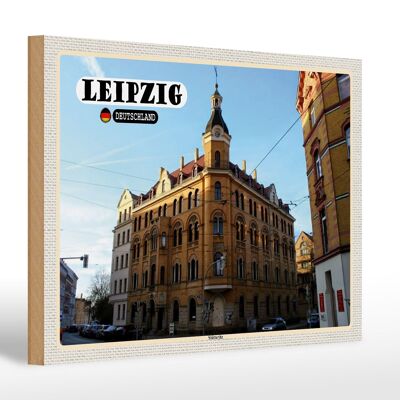 Letrero de madera ciudades Leipzig edificio Stötteritz 30x20cm