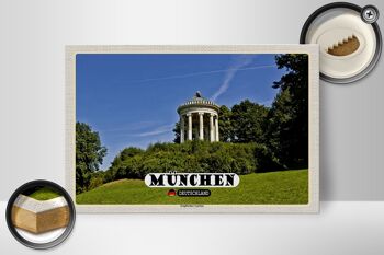 Panneau en bois villes Munich Jardin Anglais 30x20cm cadeau 2