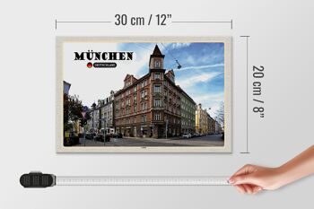 Panneau en bois villes Munich rue Lehel ville 30x20cm 4
