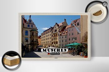 Panneau en bois villes Munich vieille ville auberge 30x20cm cadeau 2