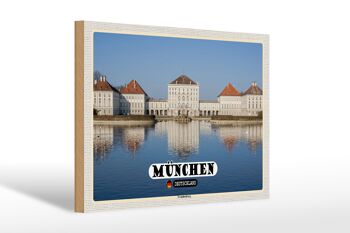 Panneau en bois villes Munich Nymphenburgh architecture 30x20cm 1