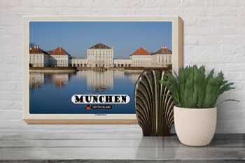 Panneau en bois villes Munich Nymphenburgh architecture 30x20cm 3