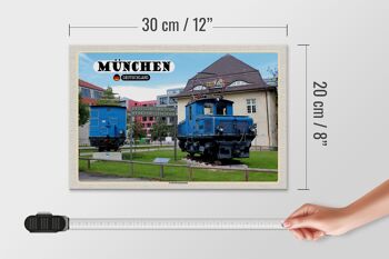 Panneau en bois villes Musée allemand des transports de Munich 30x20cm 4