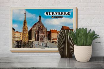 Panneau en bois villes Nünberg marché principal peinture 30x20cm 3