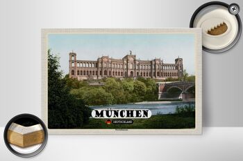 Panneau en bois villes Munich Maximilianeum architecture 30x20cm 2