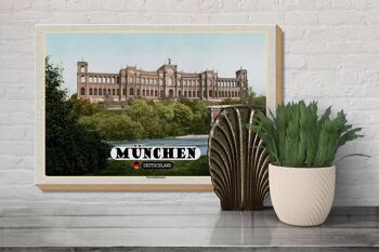 Panneau en bois villes Munich Maximilianeum architecture 30x20cm 3