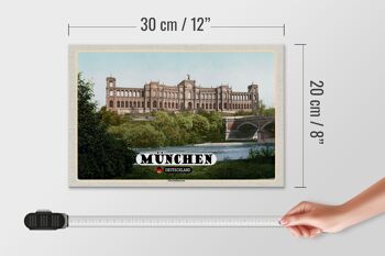Panneau en bois villes Munich Maximilianeum architecture 30x20cm 4