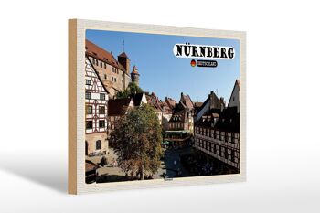 Panneau en bois villes Nuremberg Gostenhof vieille ville 30x20cm 1