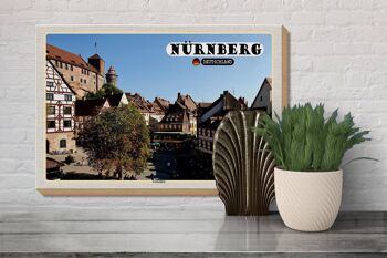 Panneau en bois villes Nuremberg Gostenhof vieille ville 30x20cm 3