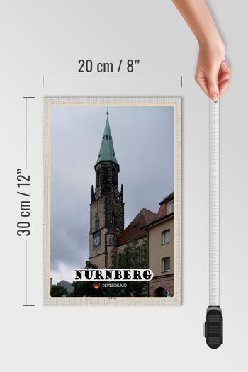 Panneau en bois villes Nuremberg St. Cadeau Église Saint-Pierre 20x30cm 4
