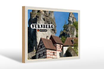 Panneau en bois villes Nuremberg Suisse franconienne 30x20cm 1