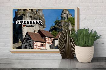 Panneau en bois villes Nuremberg Suisse franconienne 30x20cm 3