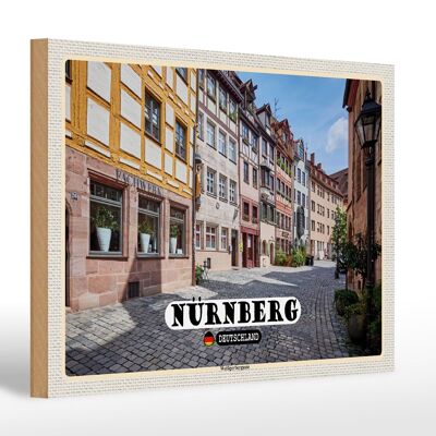 Cartel de madera ciudades Nuremberg Weißgerbergasse 30x20cm regalo