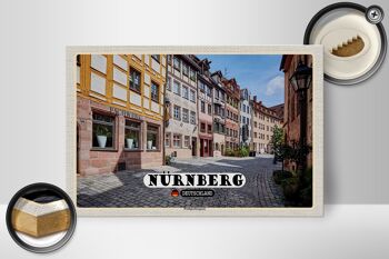 Panneau en bois villes Nuremberg Weißgerbergasse 30x20cm cadeau 2
