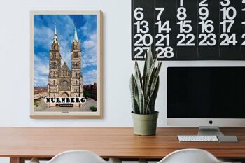Panneau en bois villes Nuremberg Lorenzkirche architecture 20x30cm 3
