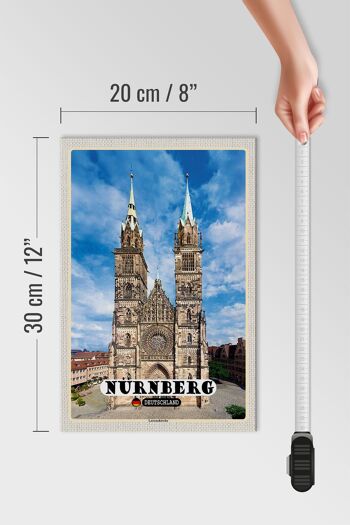 Panneau en bois villes Nuremberg Lorenzkirche architecture 20x30cm 4