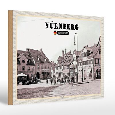 Panneau en bois villes Nuremberg Wöhrd vieille ville 30x20cm