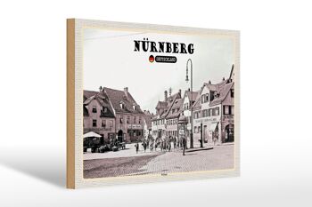 Panneau en bois villes Nuremberg Wöhrd vieille ville 30x20cm 1