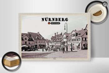 Panneau en bois villes Nuremberg Wöhrd vieille ville 30x20cm 2