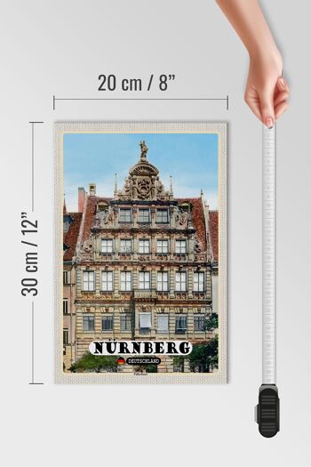 Panneau en bois villes Nuremberg Pellerhaus architecture 20x30cm 4