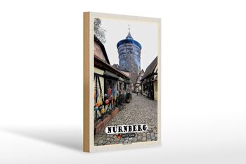 Panneau en bois villes Nuremberg cour artisanale Altstad 20x30cm 1