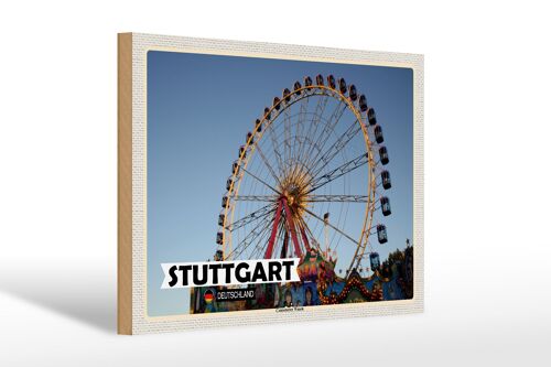 Holzschild Städte Stuttgart Cannstatter Wasen 30x20cm