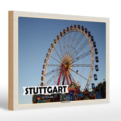 Cartel de madera ciudades Stuttgart Cannstatter Wasen 30x20cm