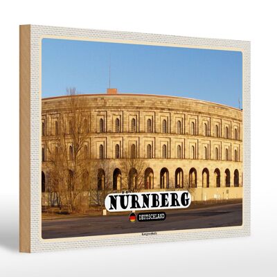 Cartello in legno città Norimberga sala congressi stile costruttivo 30x20 cm