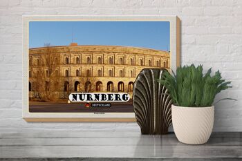 Panneau en bois villes Nuremberg hall des congrès style construction 30x20cm 3