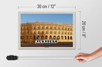 Panneau en bois villes Nuremberg hall des congrès style construction 30x20cm 4