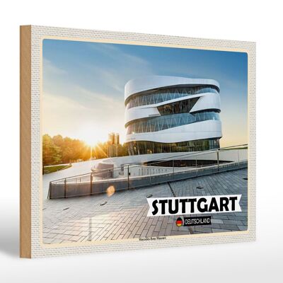 Holzschild Städte Stuttgart Mercedes-Benz Museum 30x20cm