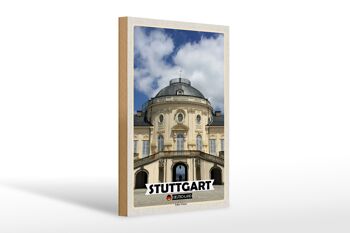 Panneau en bois villes Château de Stuttgart Solitude 20x30cm 1